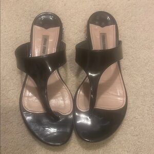 Miu Miu Black Patent Leather Sandals with Slingback